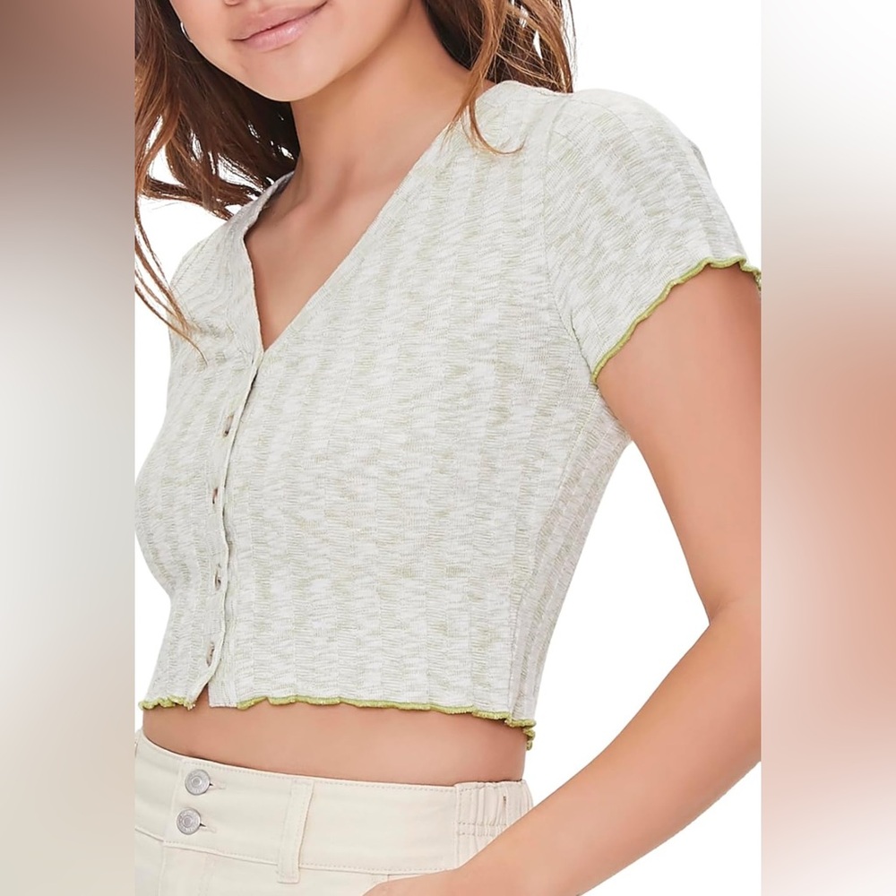 Forever 21 Light Green Marled Crop Top